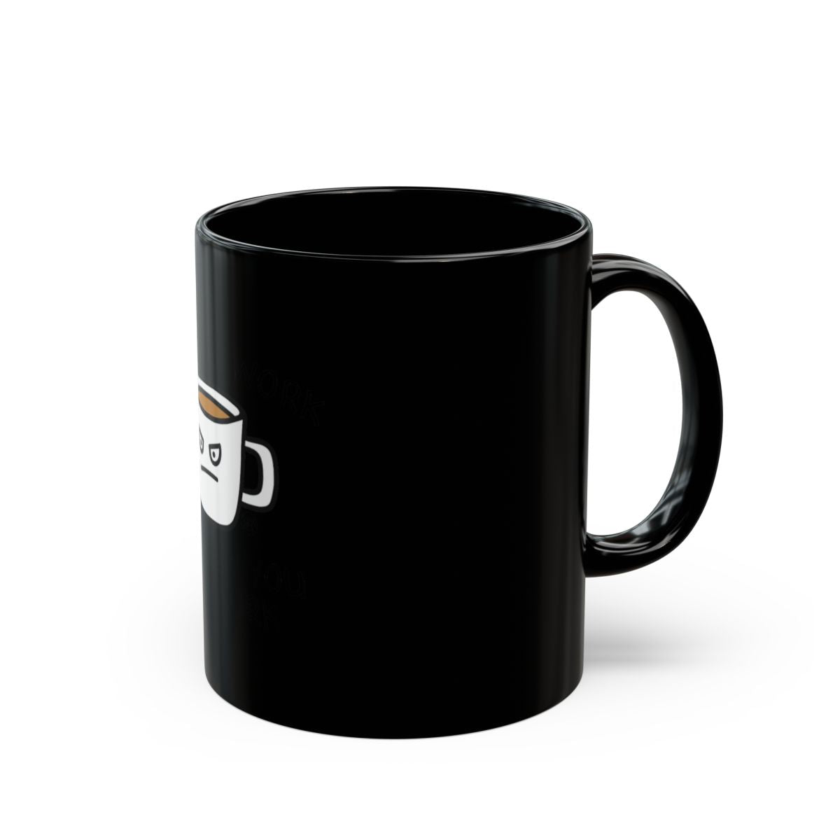 Cute Black Mug with Happy Smiling Coffee Cup Illustration