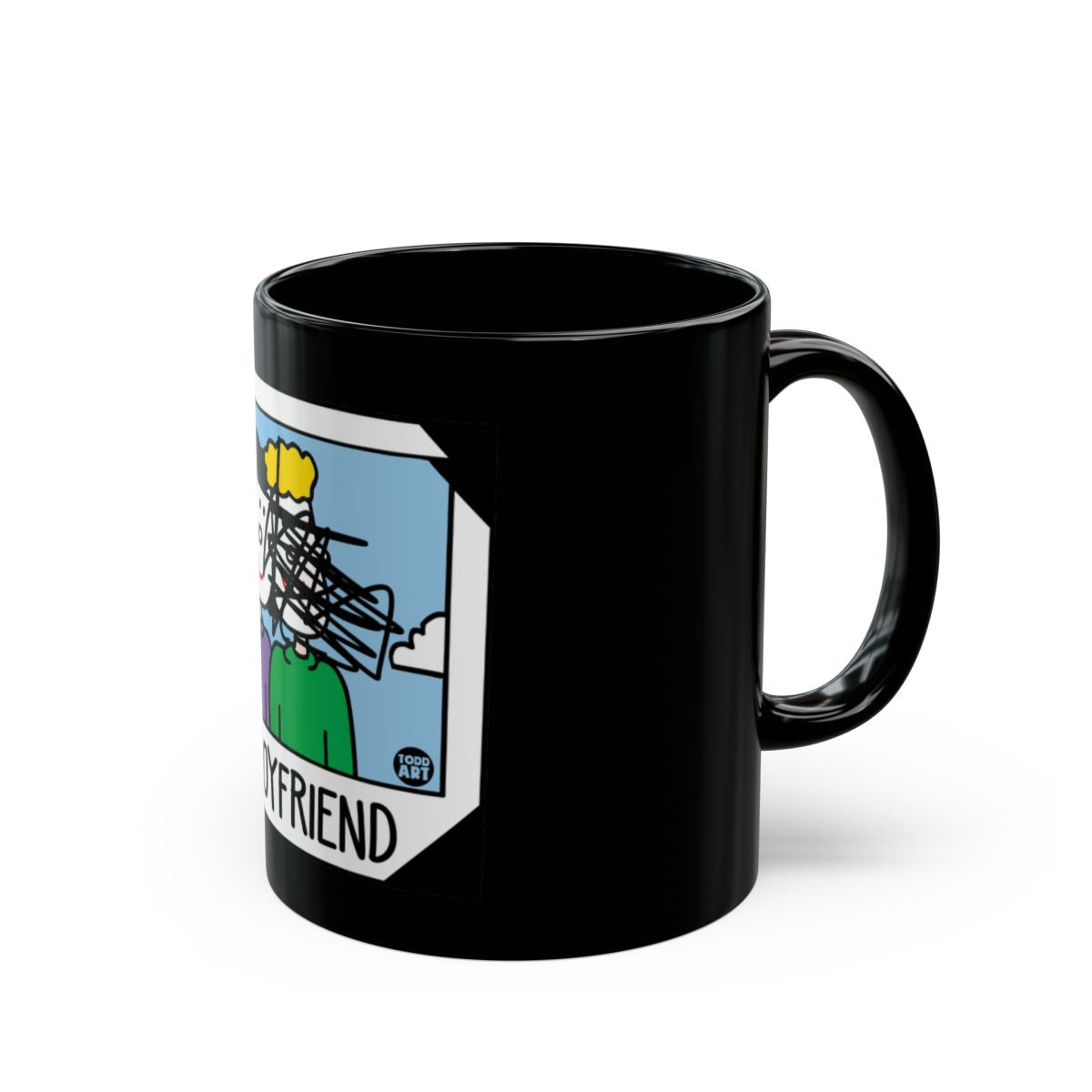 Artistic Black Mug with Abstract Broken Heart Design