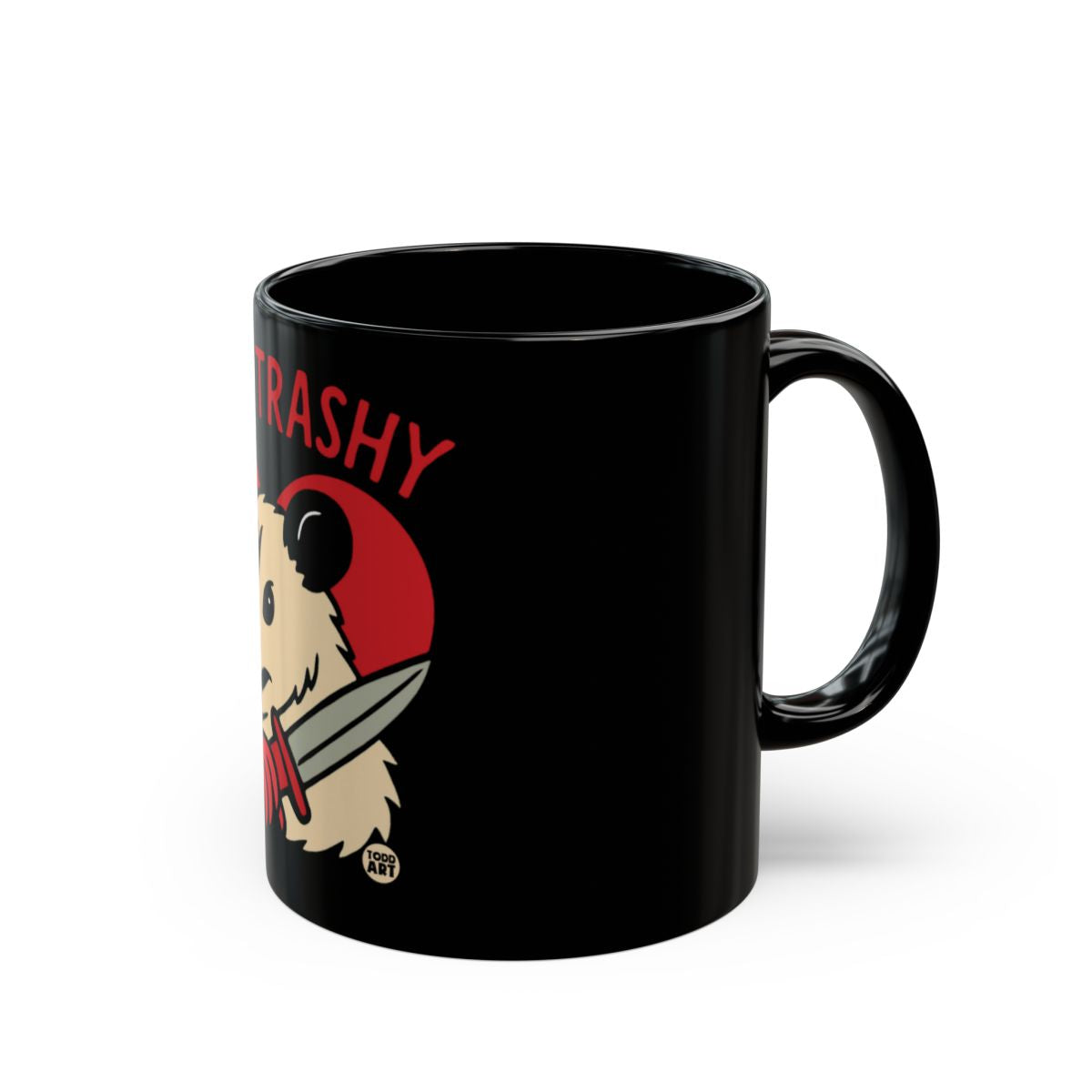 Cute Bear with Knife Funny Black Coffee Mug