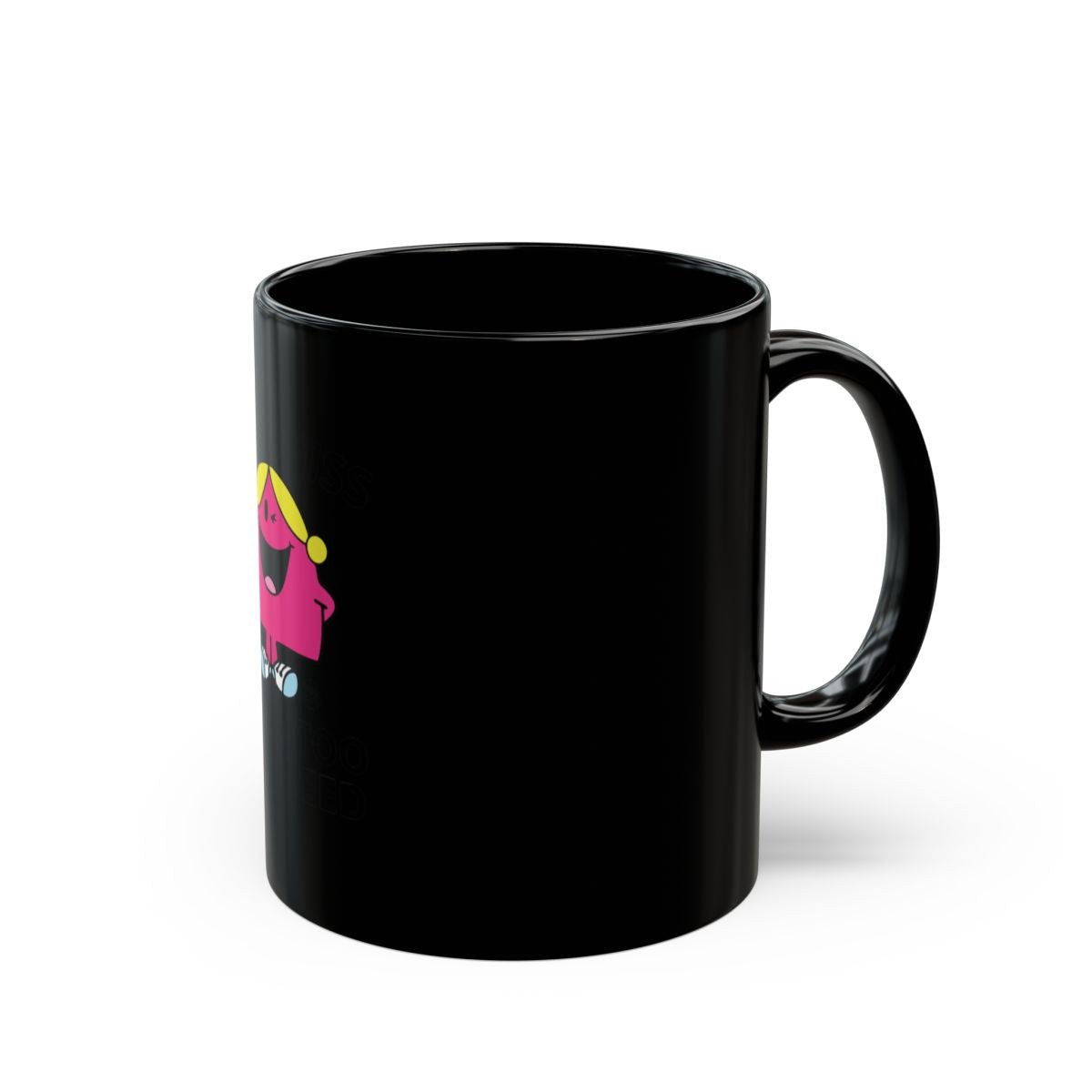 Cute Pink Cartoon Character Design Black Mug