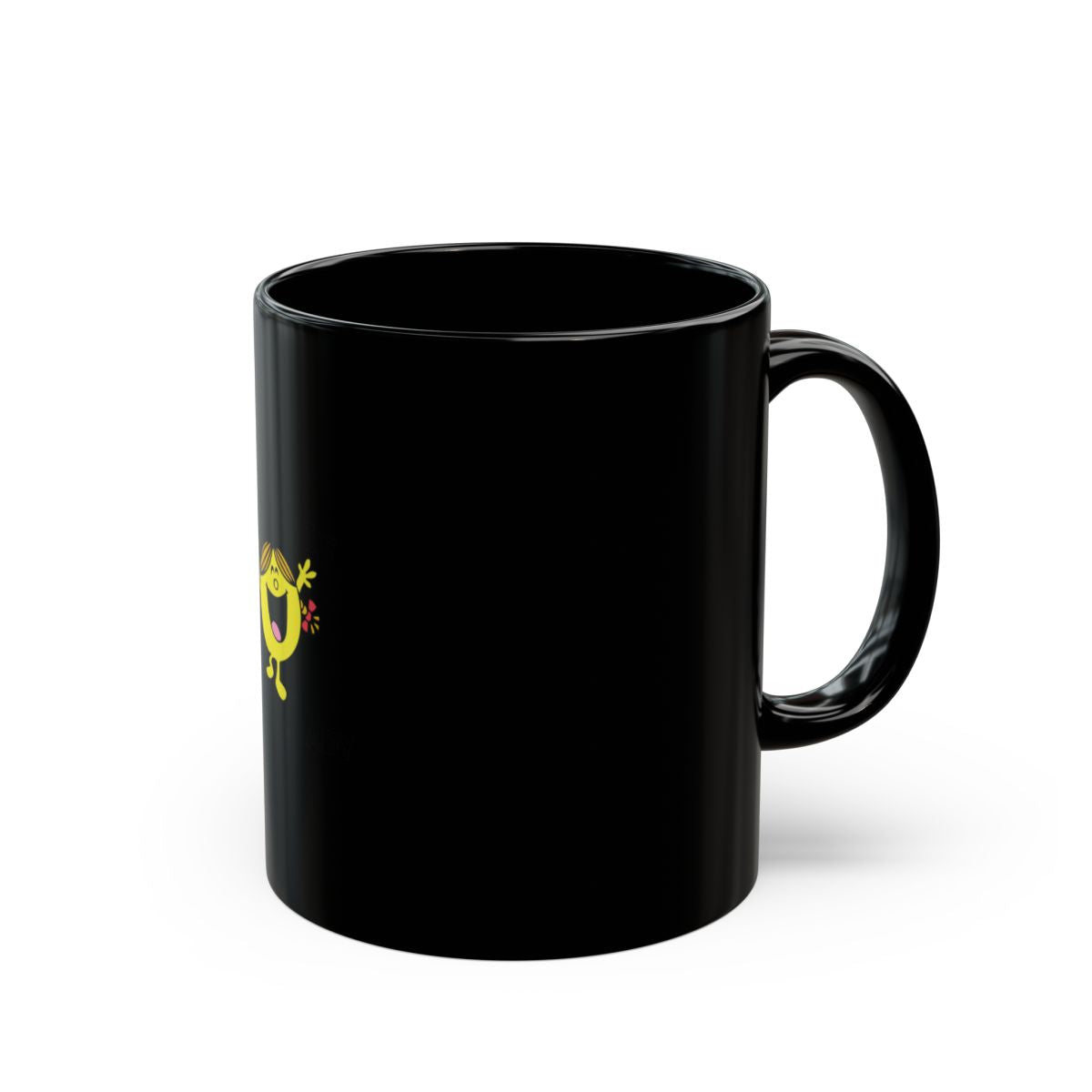 Smiling Face Black Coffee Mug with Fun Character Design