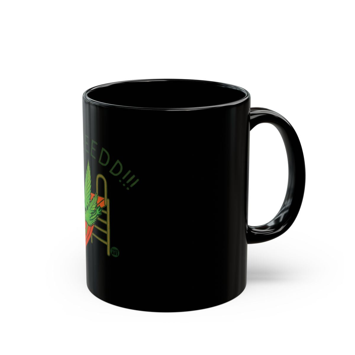 Black Mug with Colorful Design Perfect for Coffee Lovers