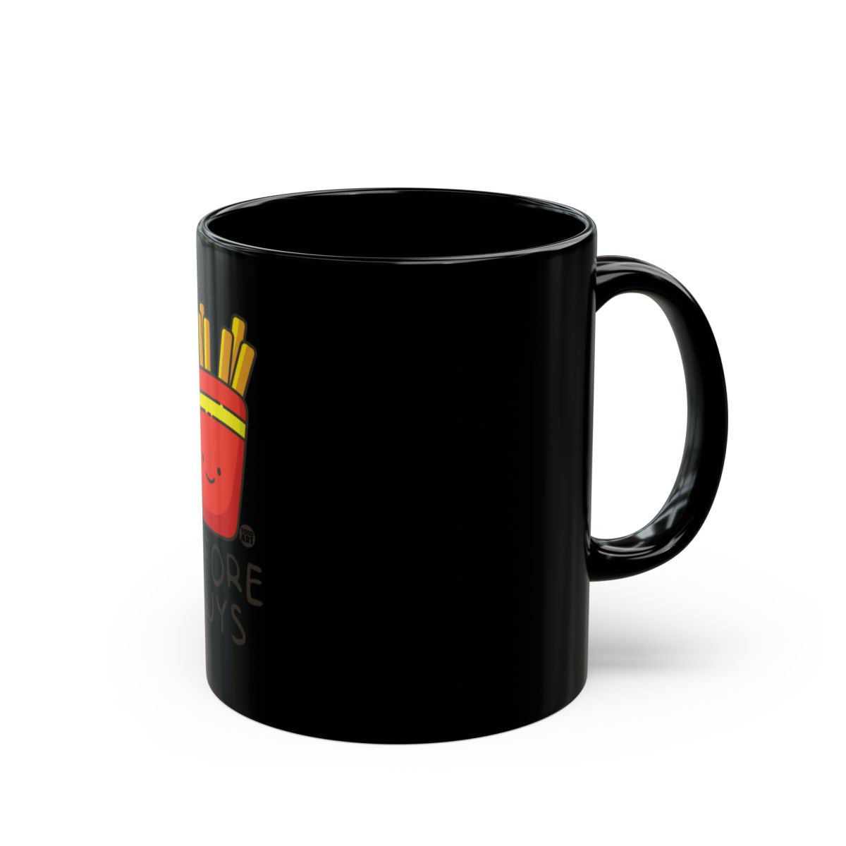 Cheerful French Fries Design Black Coffee Mug