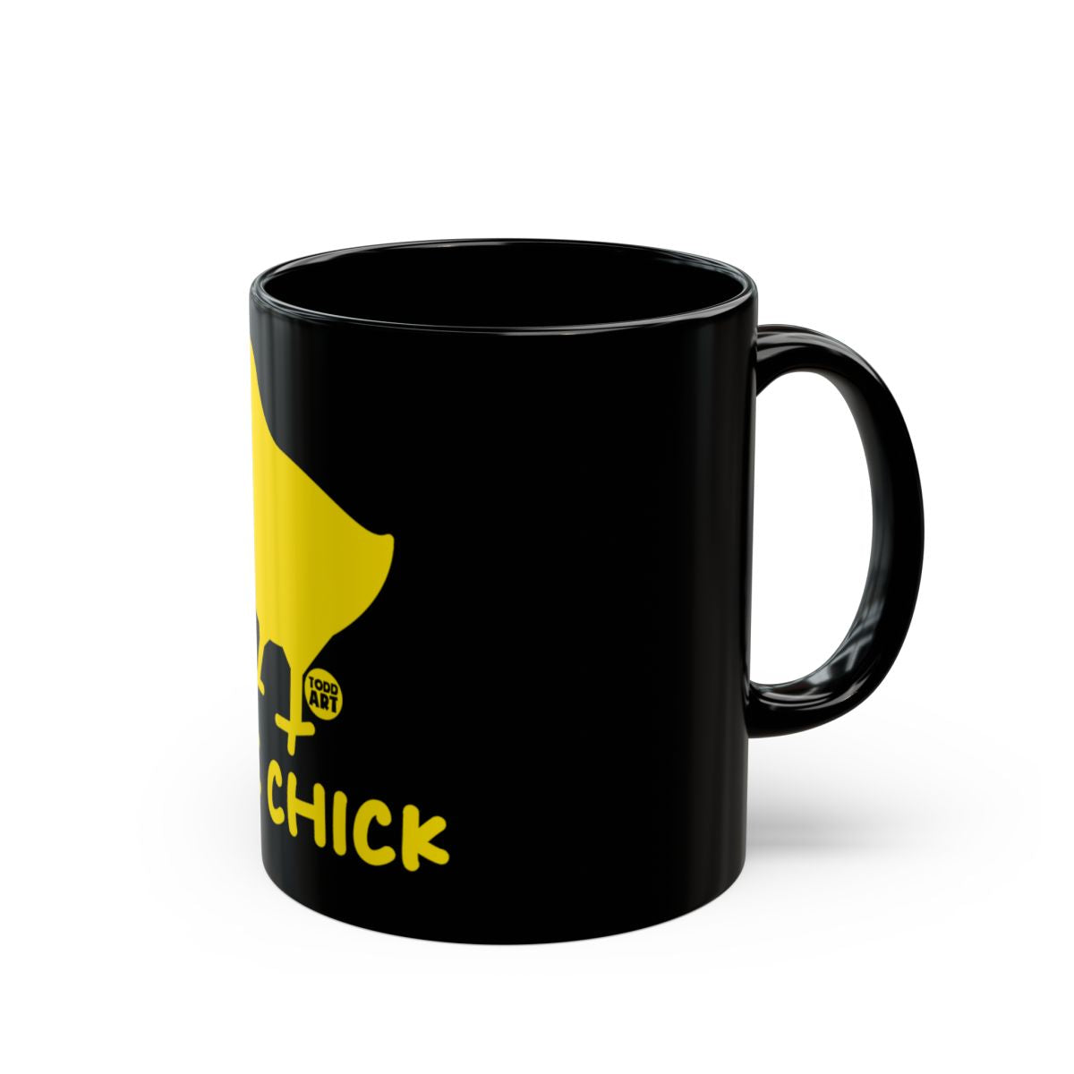 Yellow Chick Design Printed on Black Coffee Mug