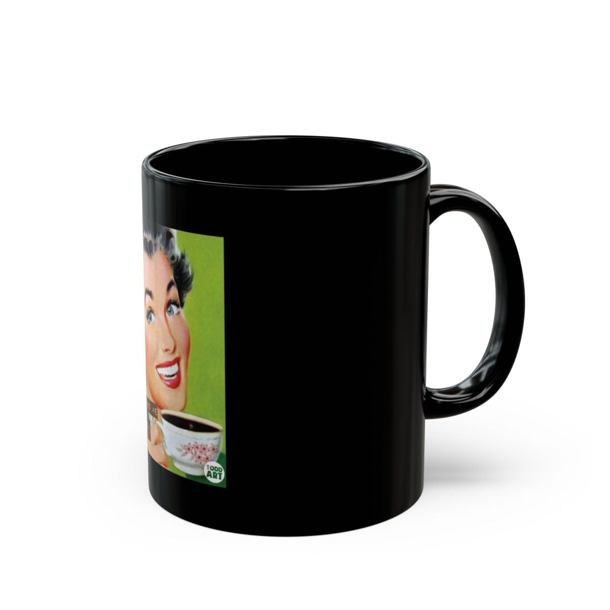 Retro Style Coffee Mug Black with Smiling Face Design