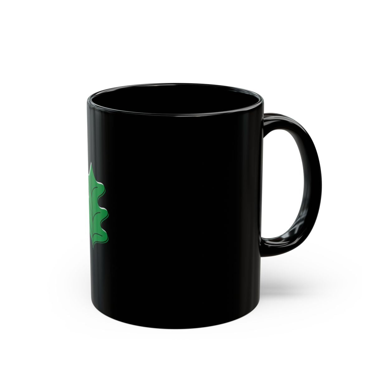 Black Coffee Cup Green Leaf Club Design