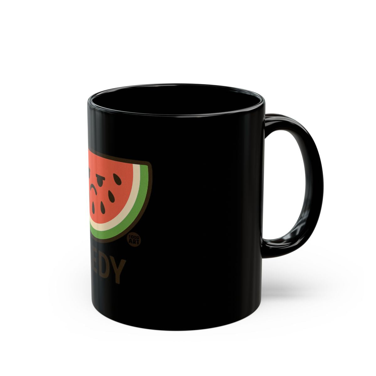 Funny Watermelon Cartoon on Black Mug