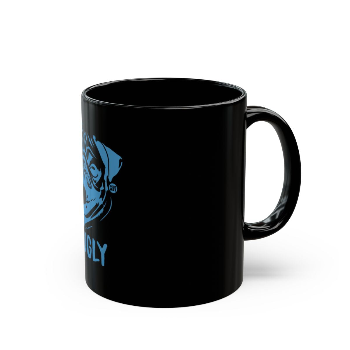 Adorable Blue Dog Graphics on Black Coffee Mug