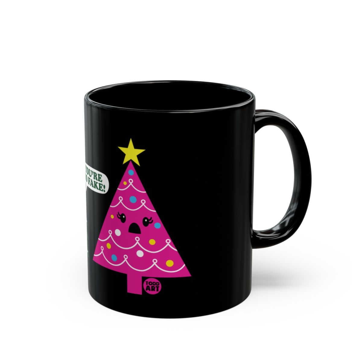 Black Mug Christmas Tree Design with Cute Lights