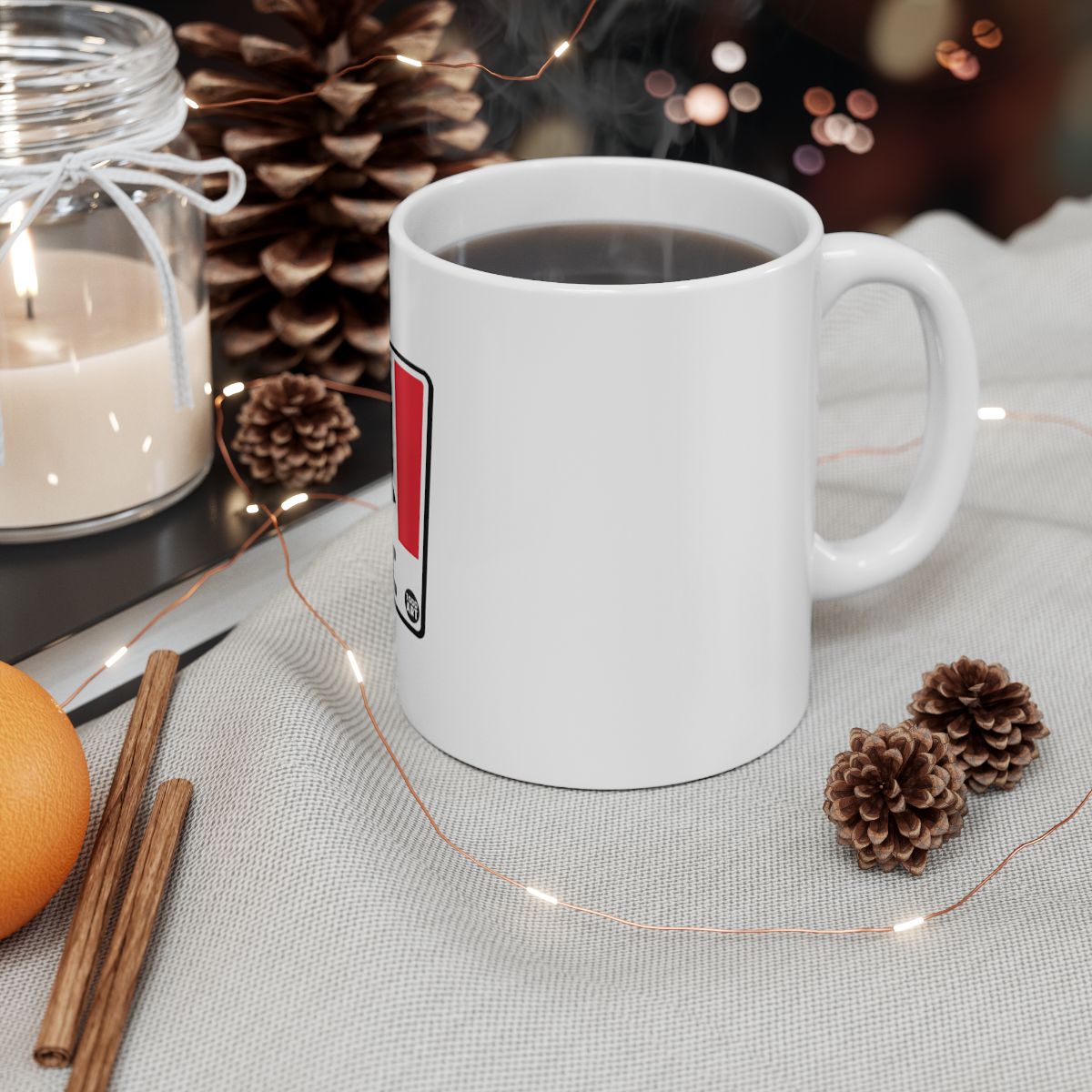 Festive Winter Holiday Coffee Mug with Pinecones Product