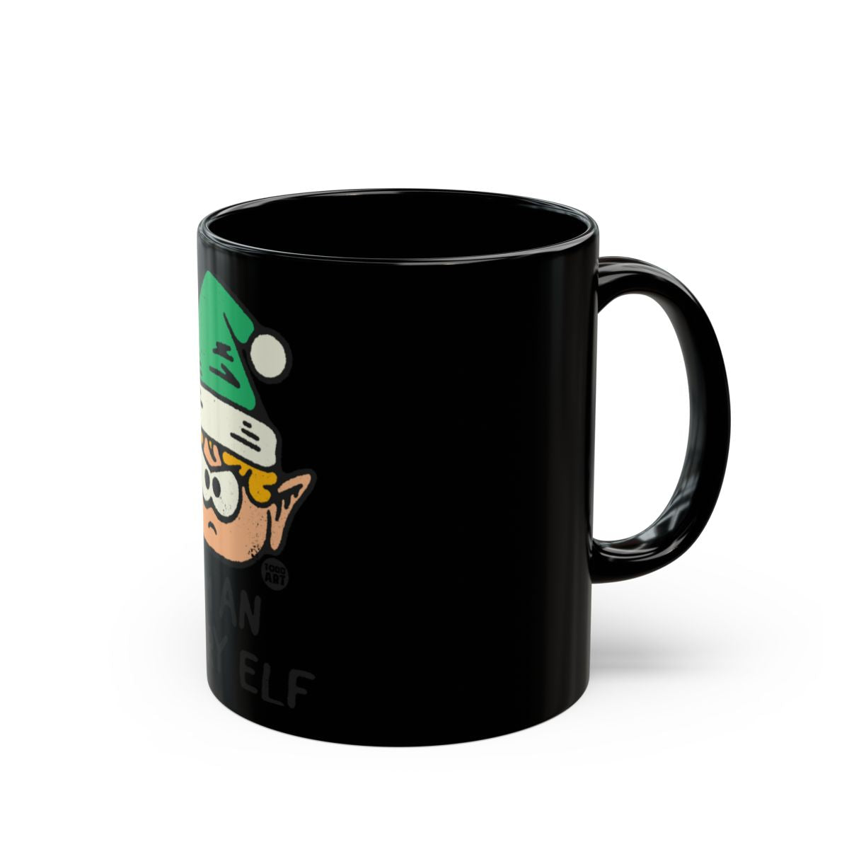 Funny Elf Character Design Black Mug Product