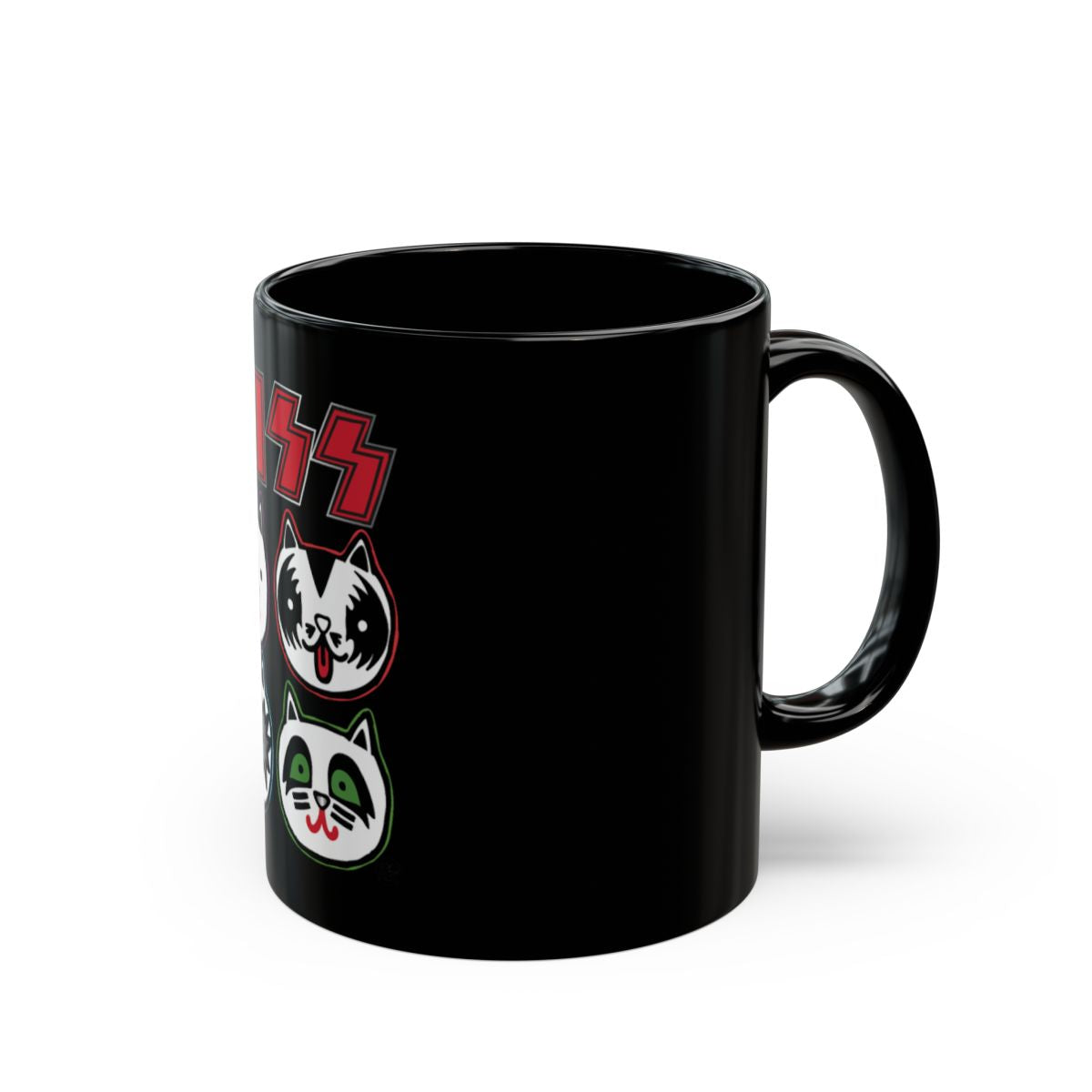 Rock Band Character Faces Black Coffee Mug
