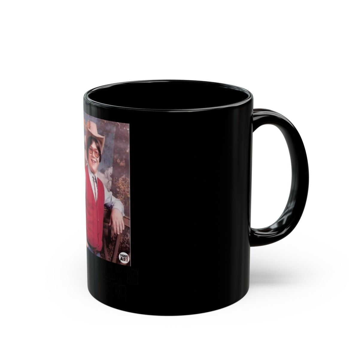 Vintage Cowboy Image on Black Coffee Mug Product