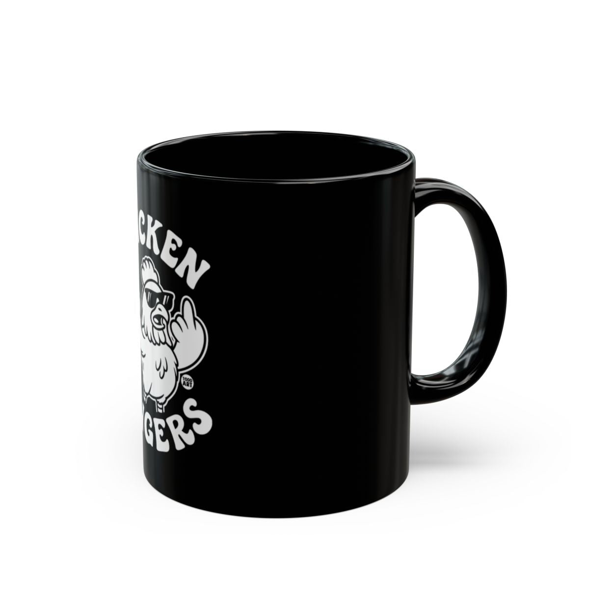 Funny Chicken Flipping The Bird Black Coffee Mug