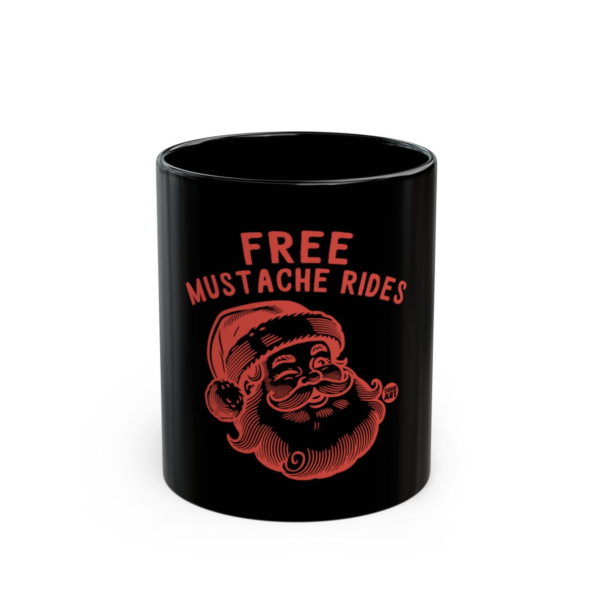 Funny Santa Claus Free Mustache Rides Black Mug