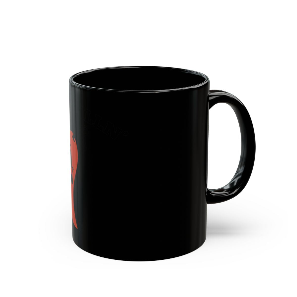Stylish Black Mug with Unique Red Graphic Motif