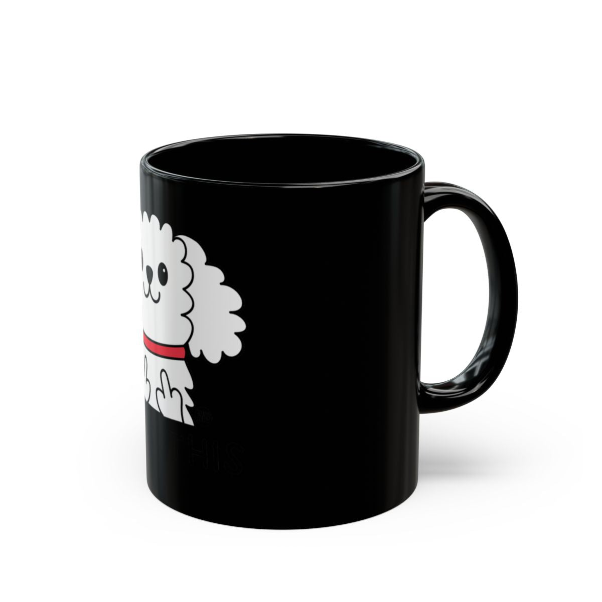 Cute Cartoon Dog Black Coffee Mug Office Cup