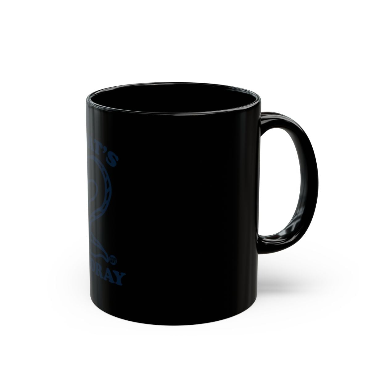 Black Mug with Stylish Blue Lettering Coffee Cup