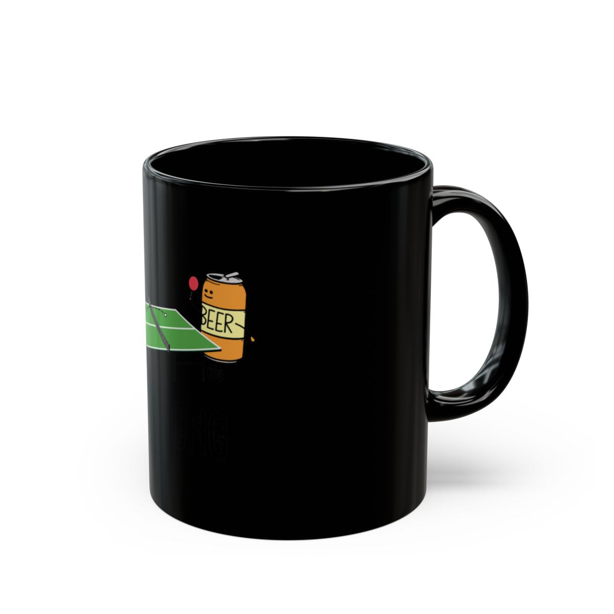 Fun Beer Pong Cartoon Design on Black Mug