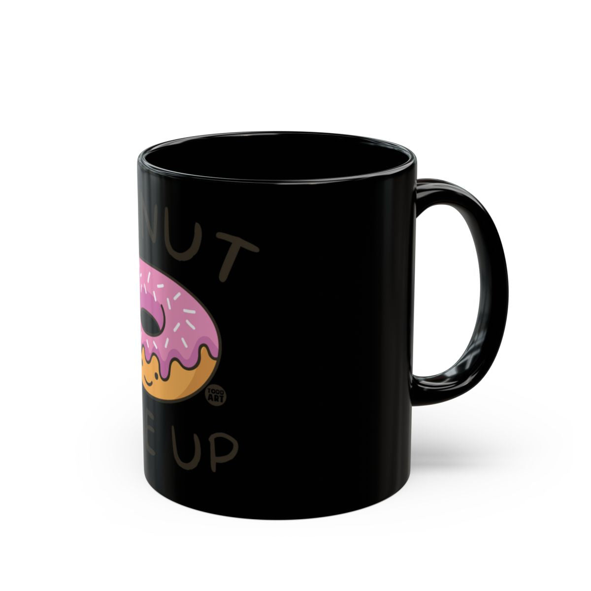 Donut Wake Up Coffee Mug with Pink Frosted Donut Design