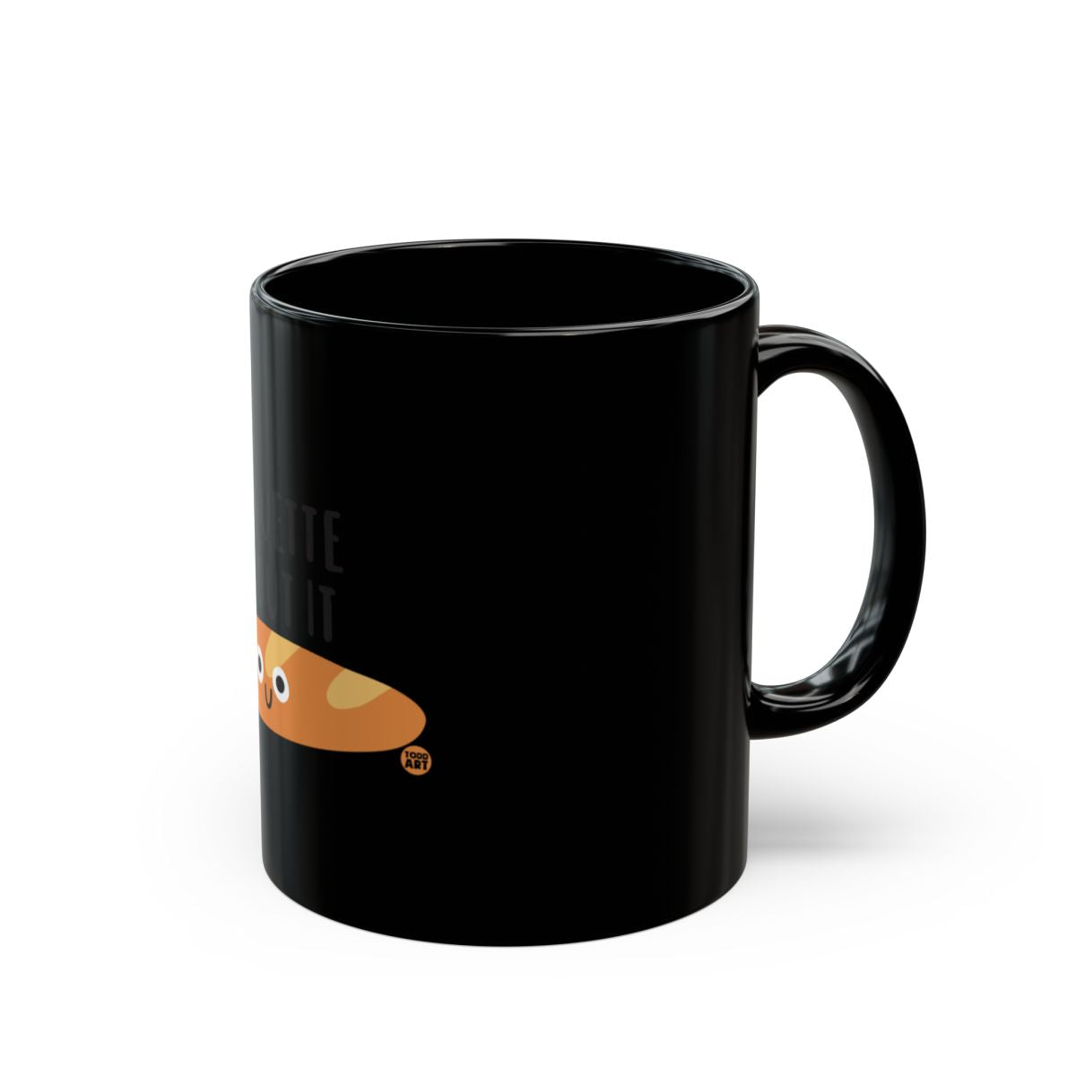 Cute Dog Illustration on Black Mug Coffee Tea Cup