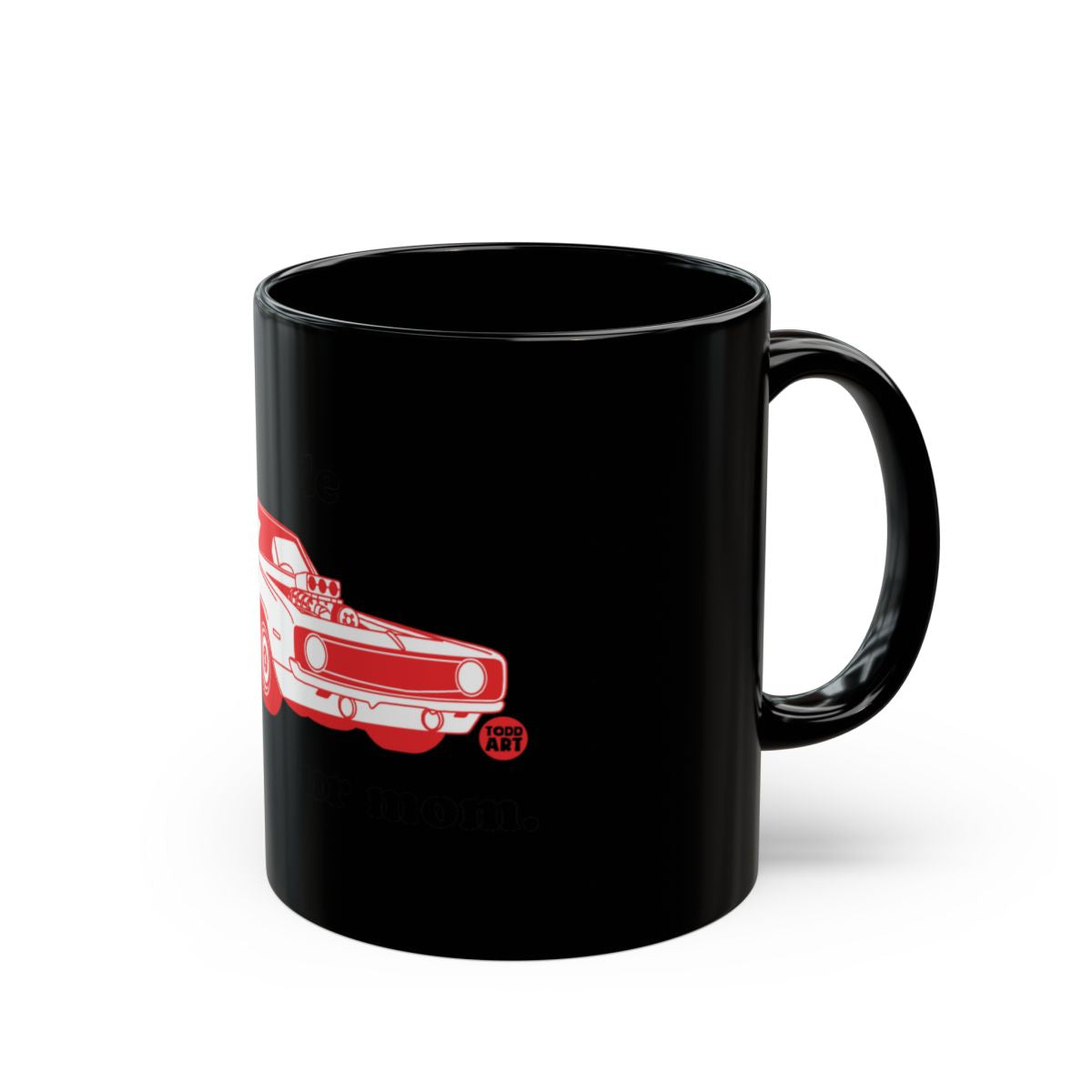Red Classic Car Design on Black Coffee Mug