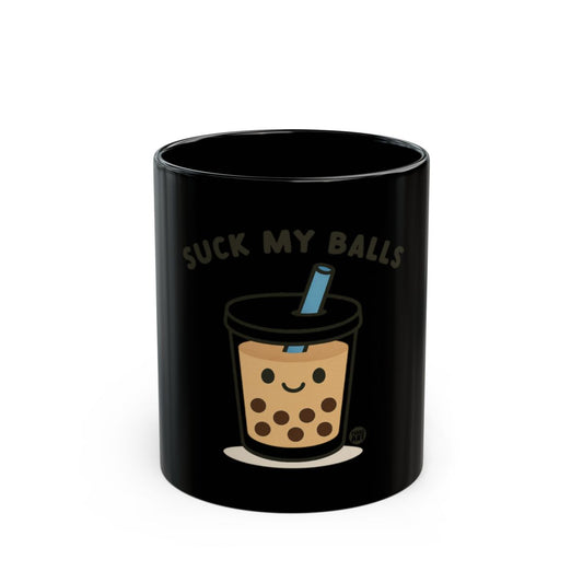 Suck My Balls Black Bubble Tea Mug for Beverage Lovers