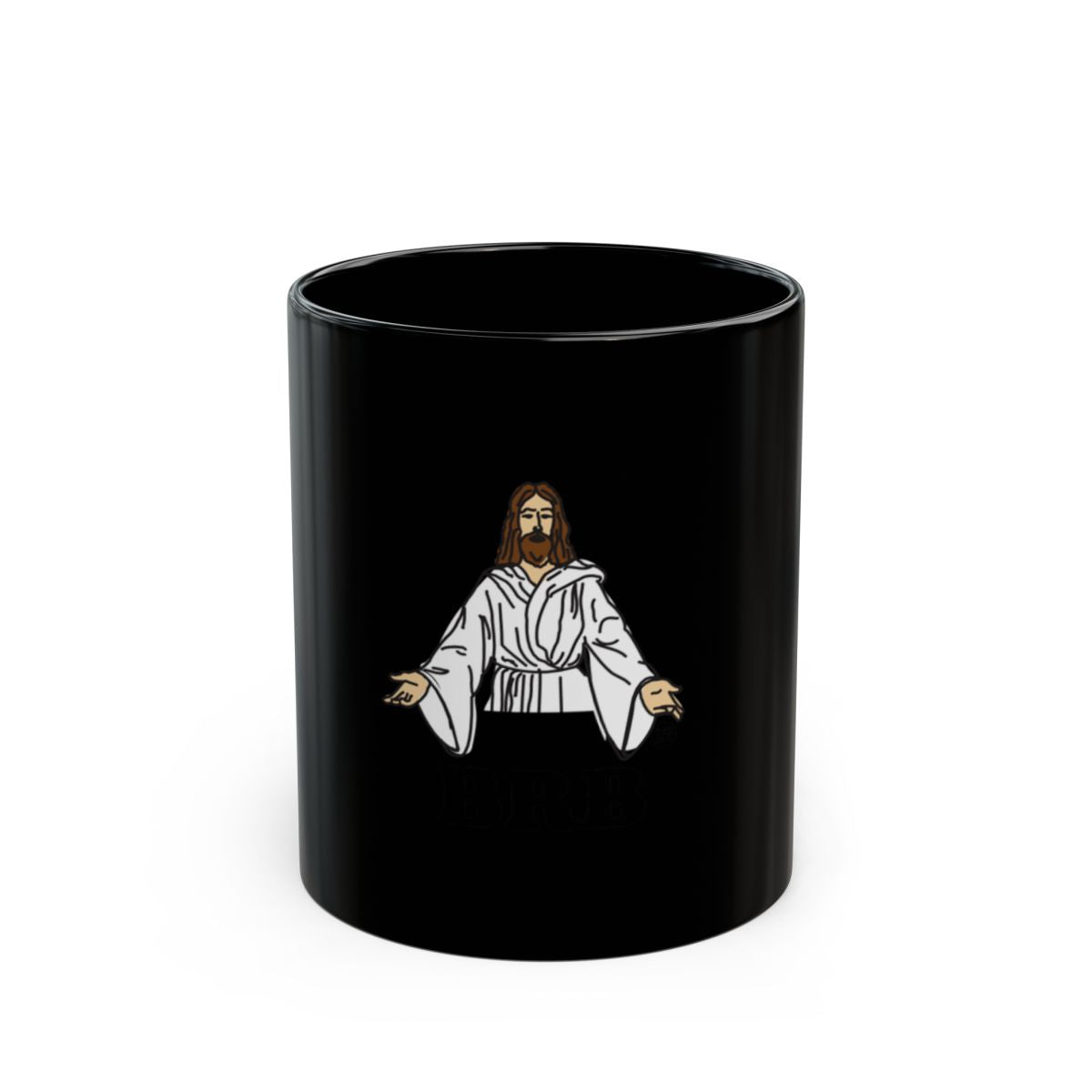Jesus Illustration on Black Ceramic Mug