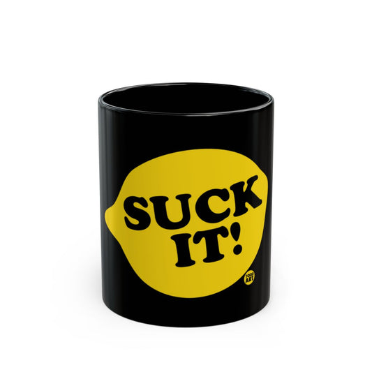 Suck It Lemon Design Black Mug For Fun And Laughter