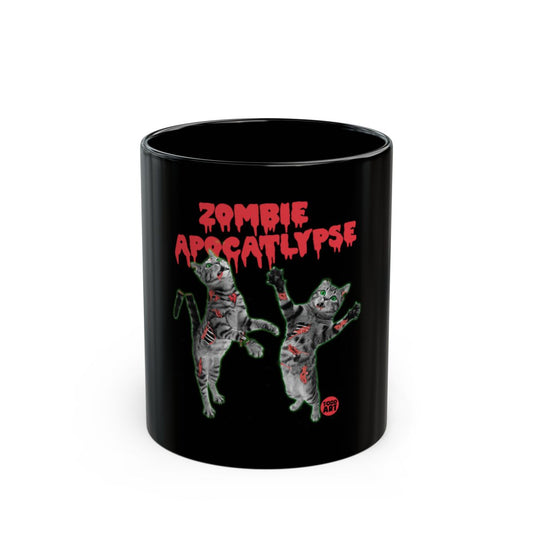 Zombie Apocalypse Cats Design Black Mug