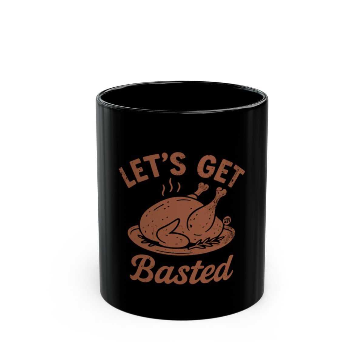 Let's Get Basted Black Mug with Thanksgiving Turkey