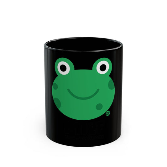 Cute Smiling Frog Design on Black Coffee Mug