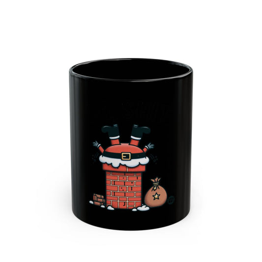 Santa Stuck in Chimney Funny Design Mug