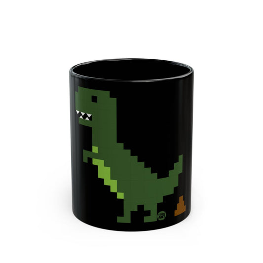 Pixelated Green Dinosaur Black Mug for Coffee Tea