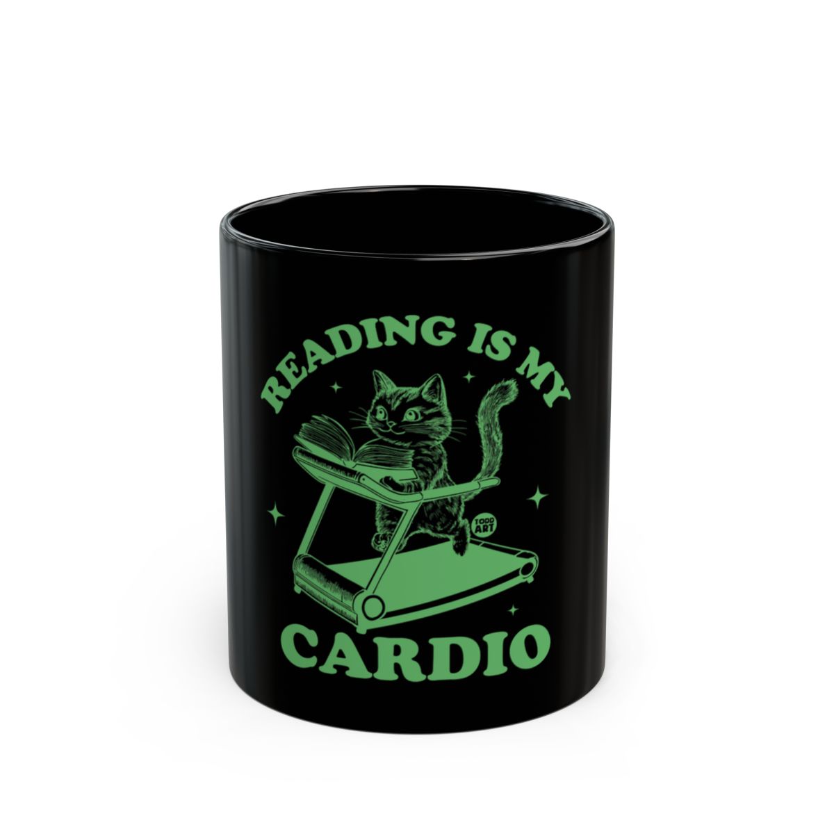 Reading is My Cardio Black Cat Treadmill Mug