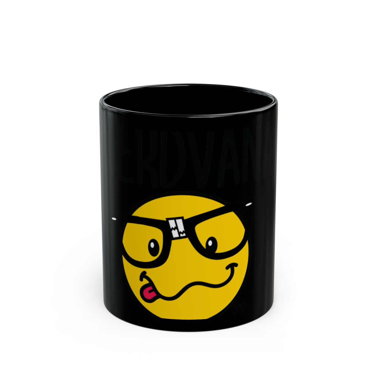 Funny Nerd Emoji Black Ceramic Coffee Mug