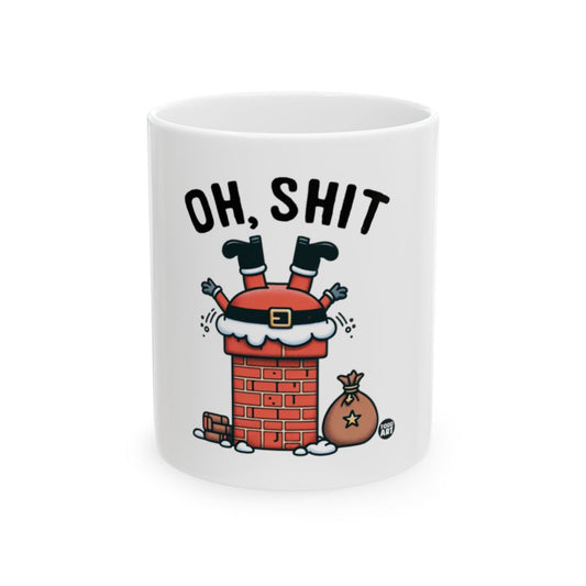 Funny Santa Stuck in Chimney Design Coffee Mug
