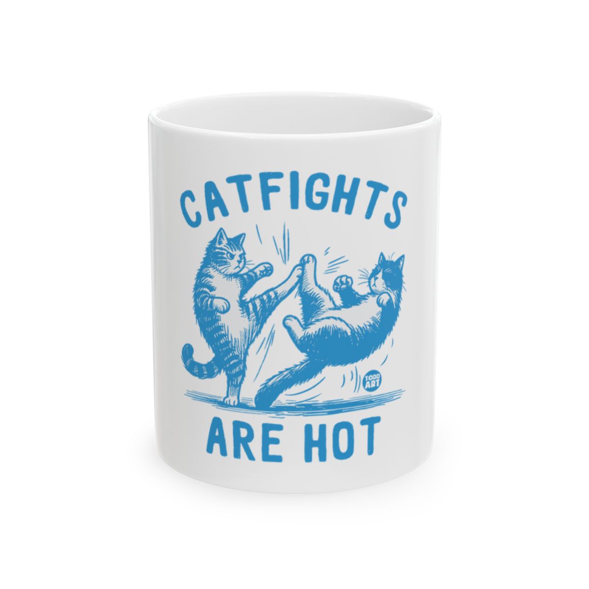 Catfights Are Hot Funny Cartoon Mug for Cat Lovers