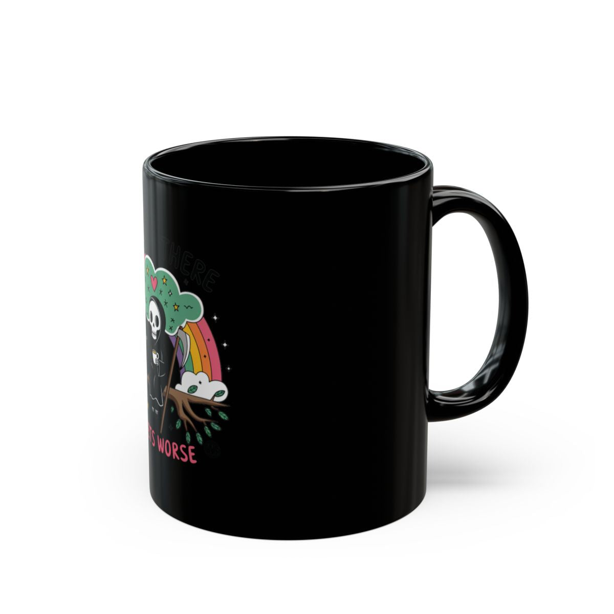 Funny Skeleton Friends Coffee Mug with Rainbow