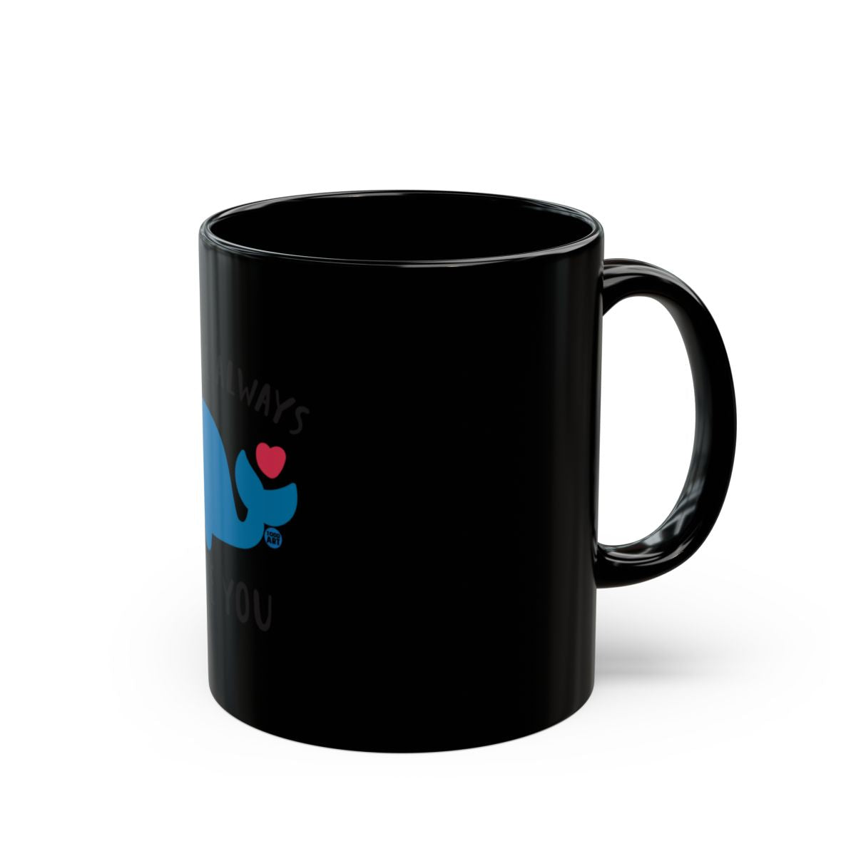 Cute Blue Whale Heart Design Black Coffee Mug