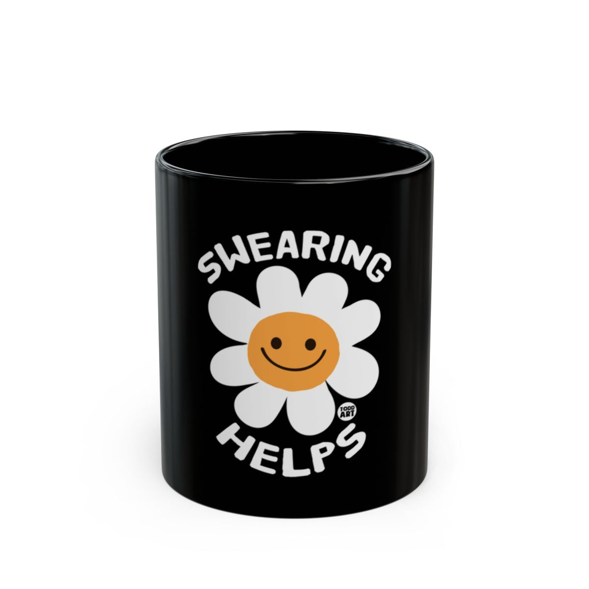 Swearing Helps Mug with Smiling Daisy Design