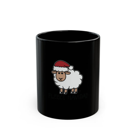 Fleece Navidad Funny Sheep Santa Black Mug product