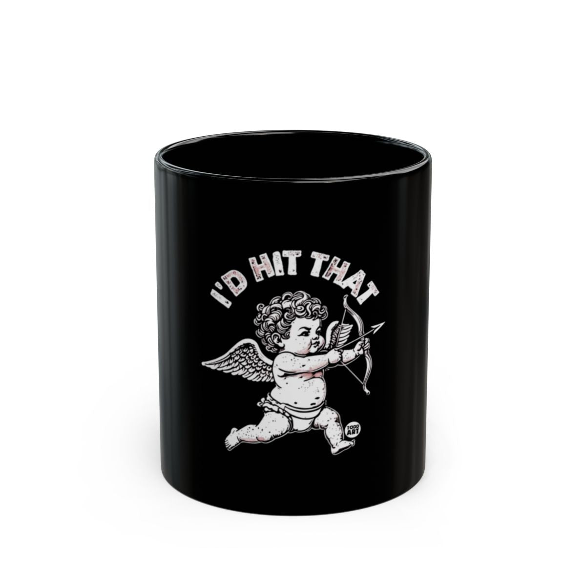 I'd Hit That Cupid Design on Black Coffee Mug