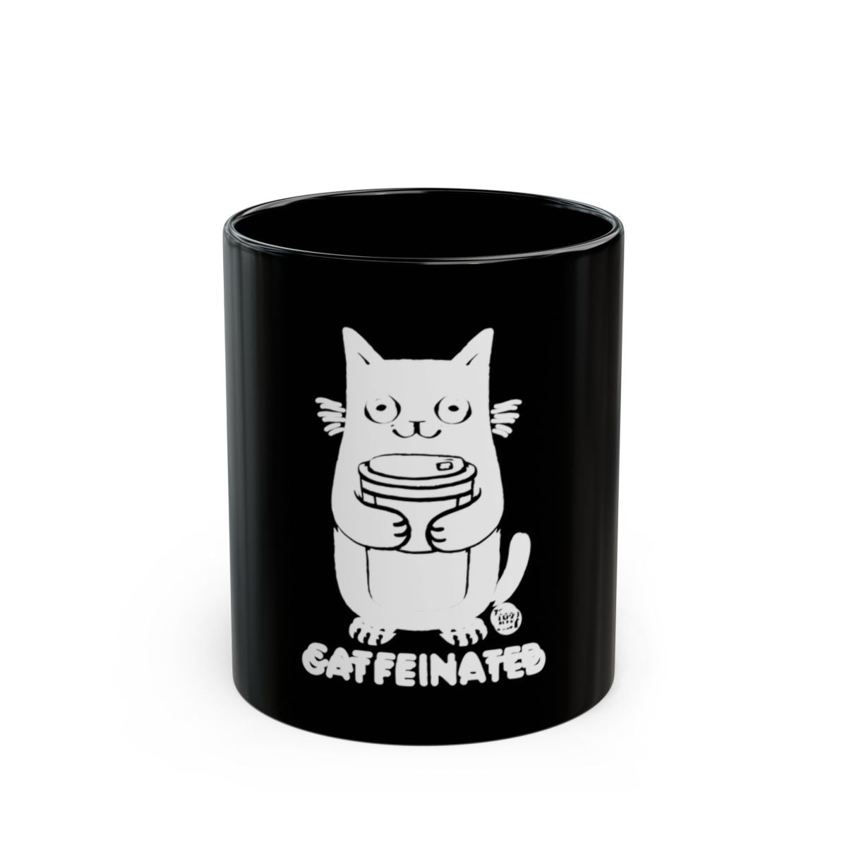 Caffeinated Cat with Coffee Black Mug product