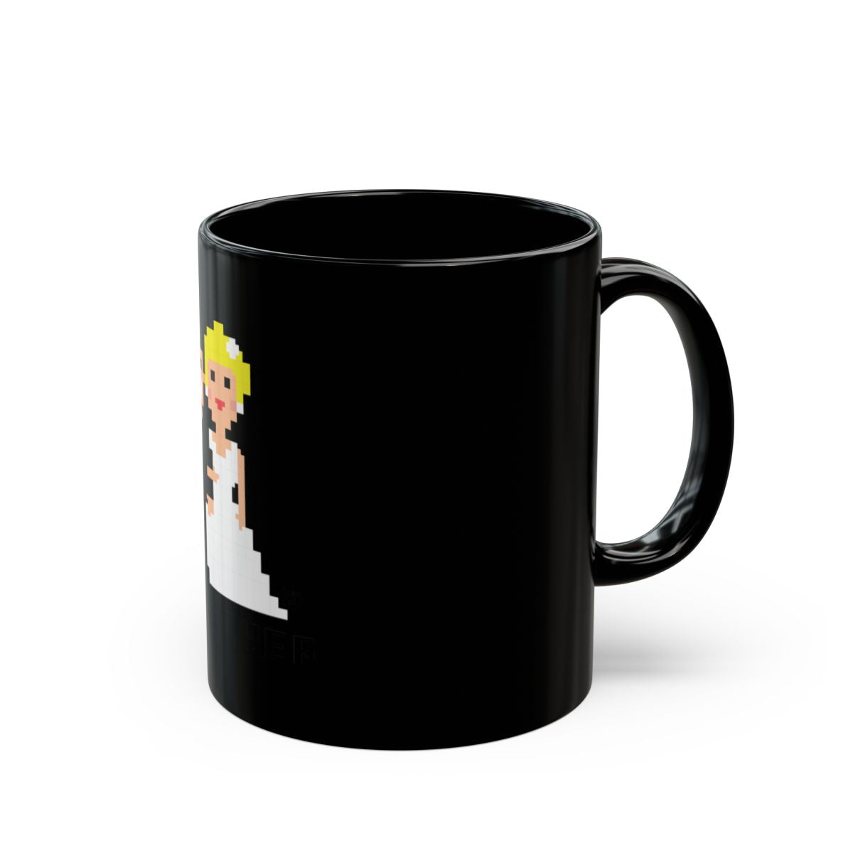 Pixel Art Retro Style Princess Black Coffee Mug