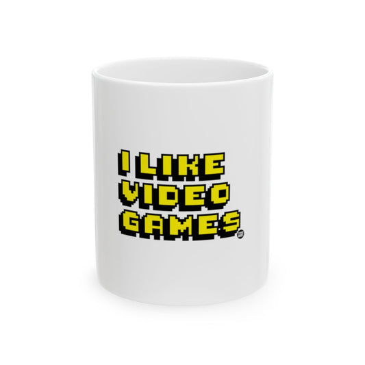I Like Video Games Yellow Text Design Mug