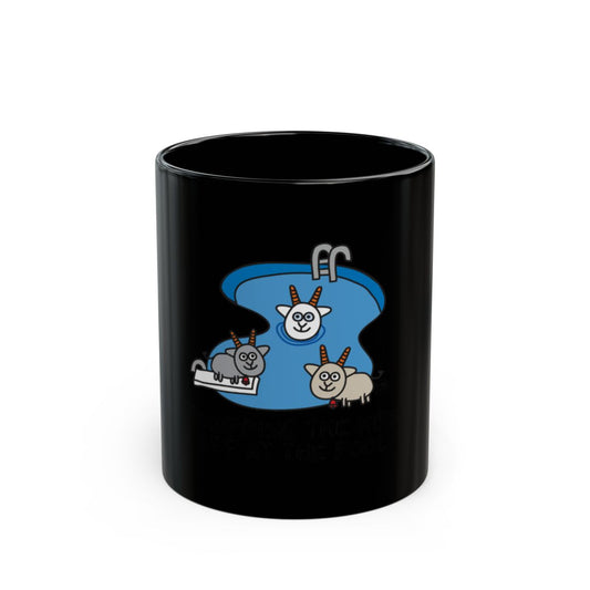 Funny Cartoon Goats Swimming at the Pool Mug