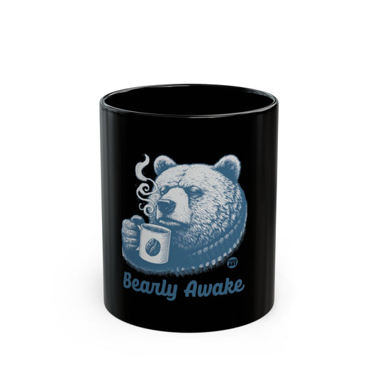 Bearly Awake Bear Drinking Coffee Design Mug