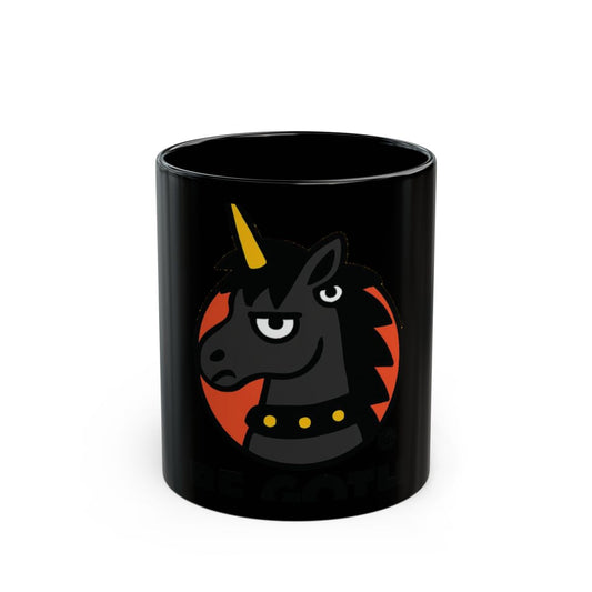 Black Angry Unicorn with Gold Collar Mug