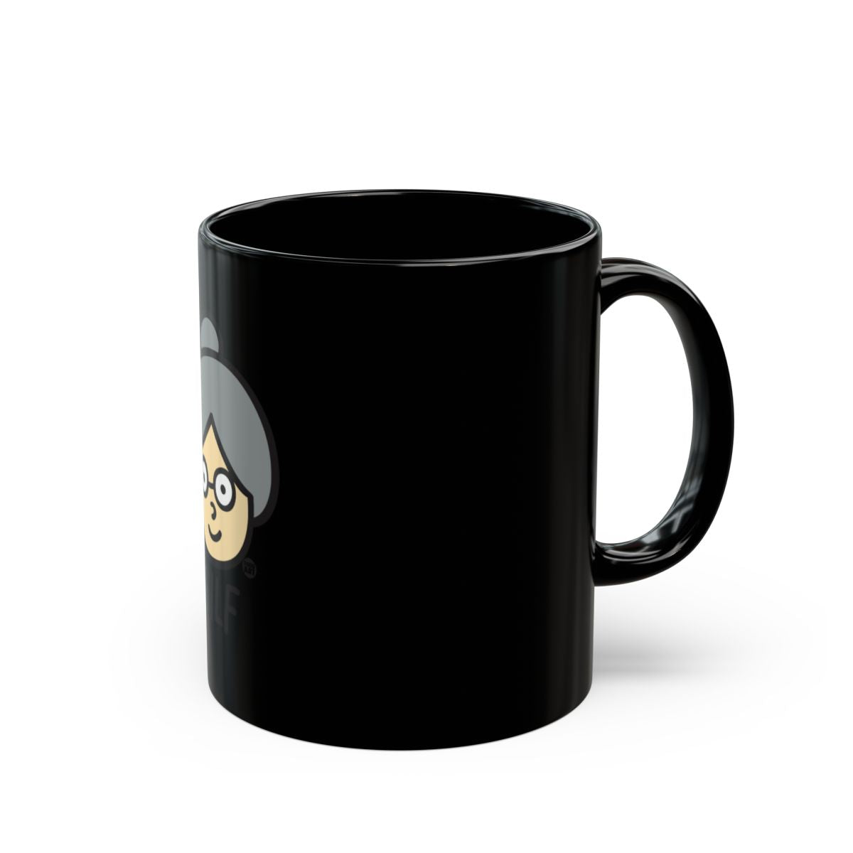 Stylish Black Coffee Mug with Unique Fun Design
